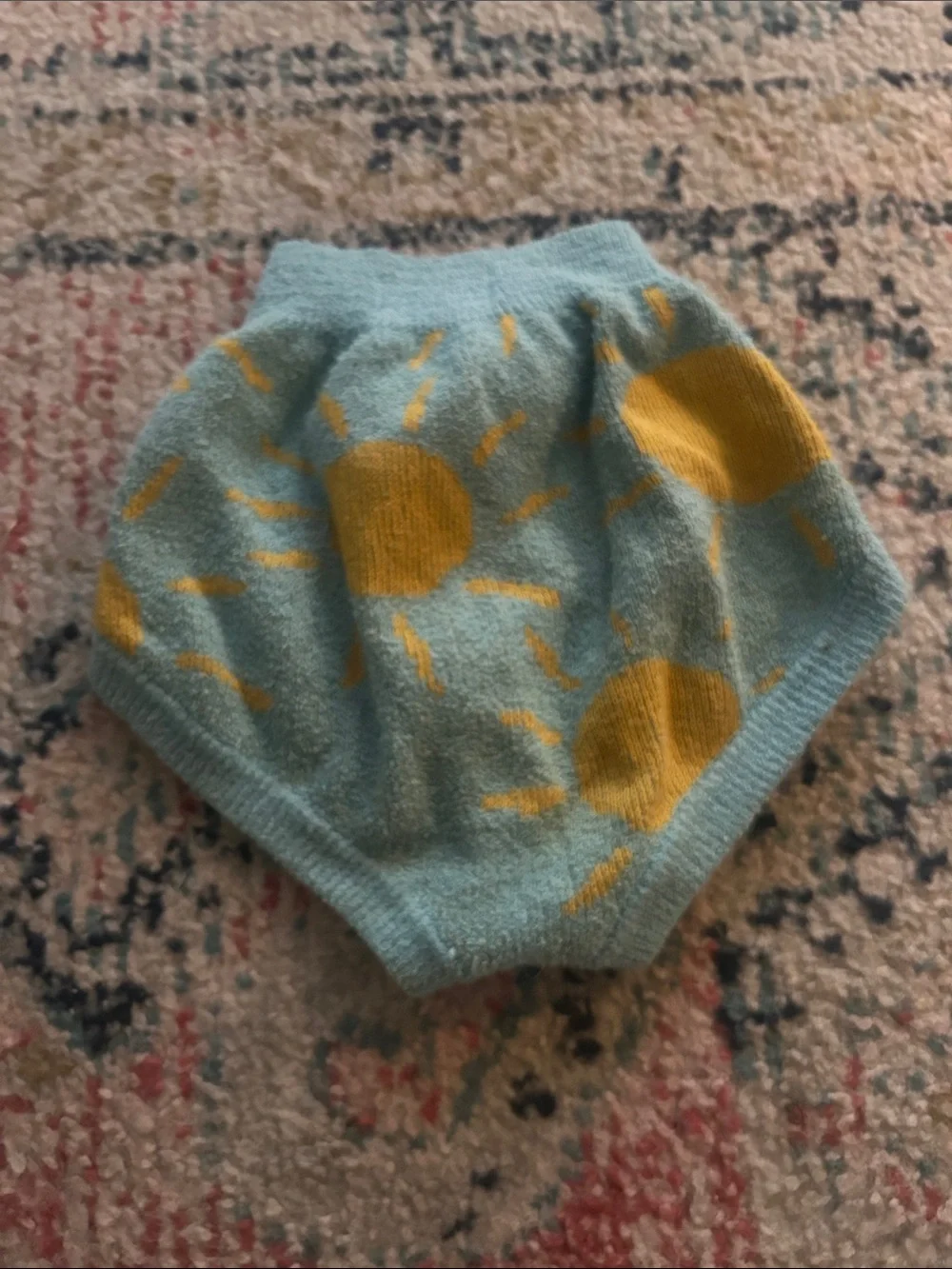 Bobo Choses Sunny Knit Diaper Cover in Light Blue & Yellow
